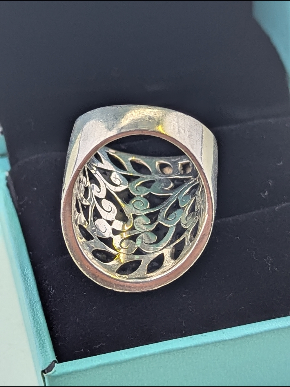 ✨ Vintage Sterling Silver Statement Filigree Shield Ring ✨ - Picture 4 of 8